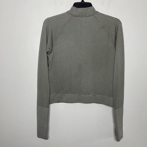 LULULEMON Rest Less 1/2 Zip Womens 4 Cropped Pullover Grip Warp Gray Green - Picture 6 of 9